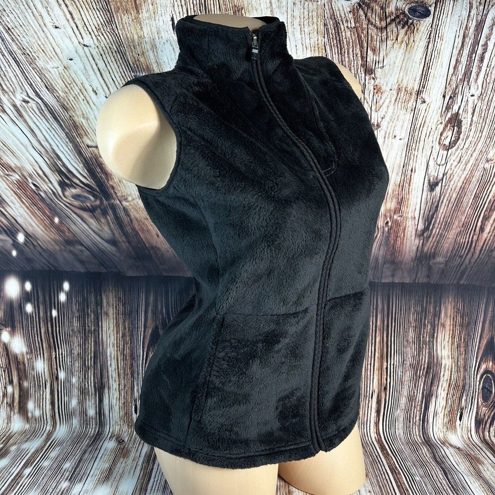 The North Face Womens Size Small Black Full Zip Up Fleece Vest Pockets